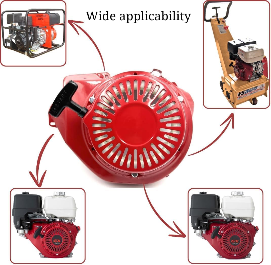 KINDZA Fan Cover Recoil Shroud Housing Rep.19610-ZE3-700ZB Recoil Starter 28400-ZE3-W01 for Honda GX390 GX340 188F 11HP 13HP Gas Engine (Fan Cover+Recoil Starter)
