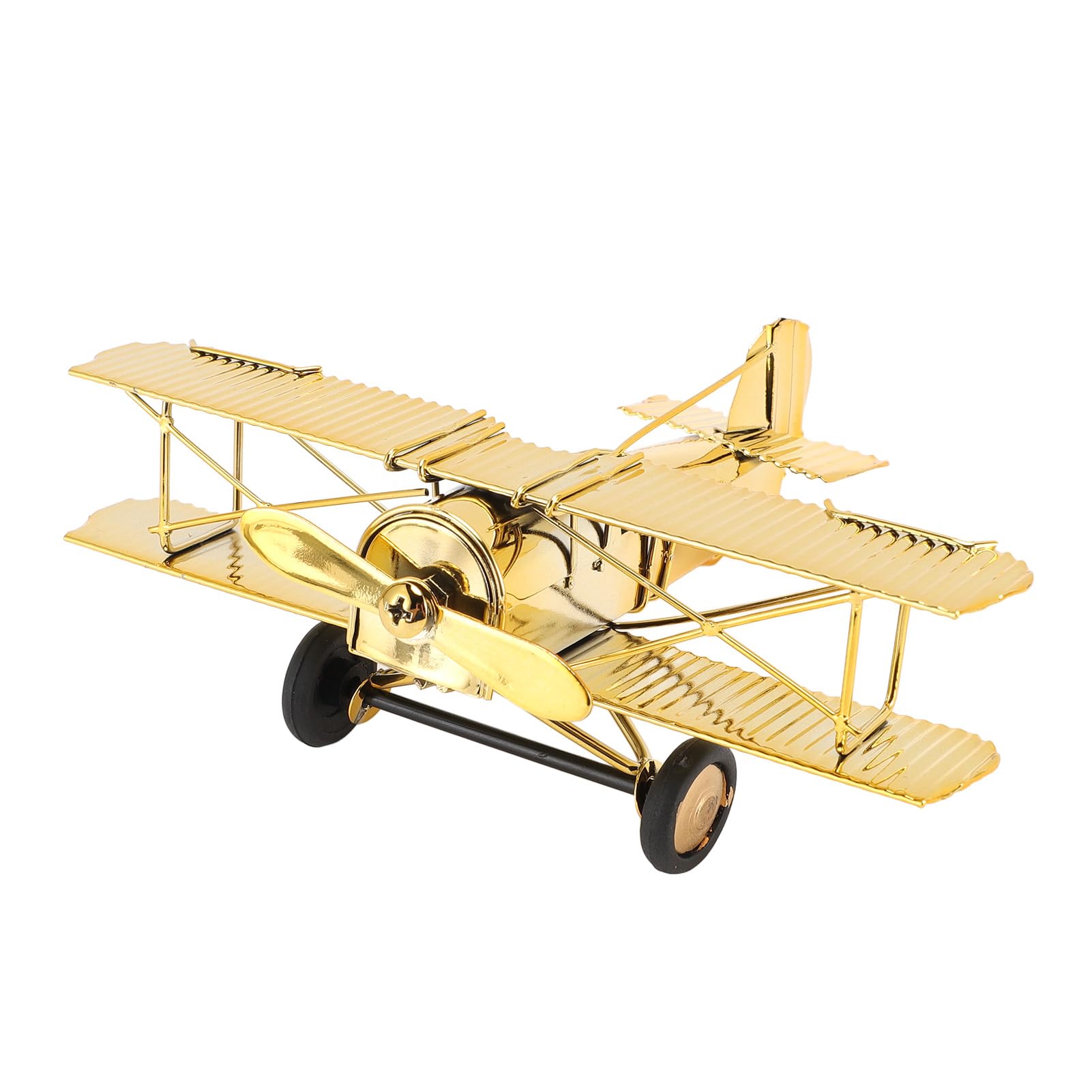 Yosoo Health Gear Middle Retro Airplane Model, Iron Airplane Ornament with Electroplating Processing for Home Decor,Ornament,Desktop Decoration TV Cabinets (7111U-1301 Gold Plated)