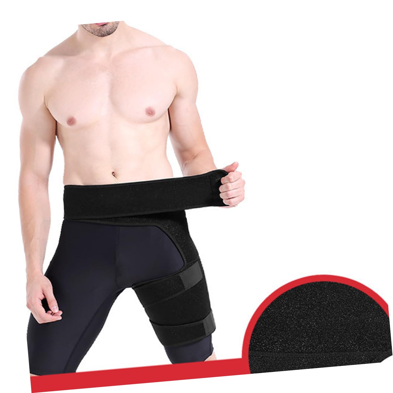 FOMIYES Adjustable Fitness Leg Hip Compression Brace Thigh Support Wrap for Injury Prevention Protective Strap for Running and Weightlifting Black
