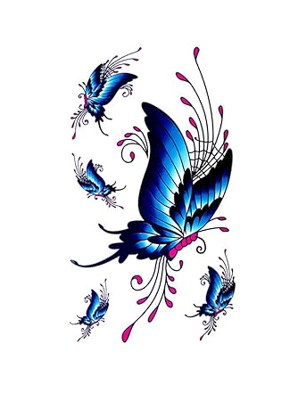 3D Temporary Tattoo Blue Mix Designs Butterfly Size 10.5x6CM - 1PC.