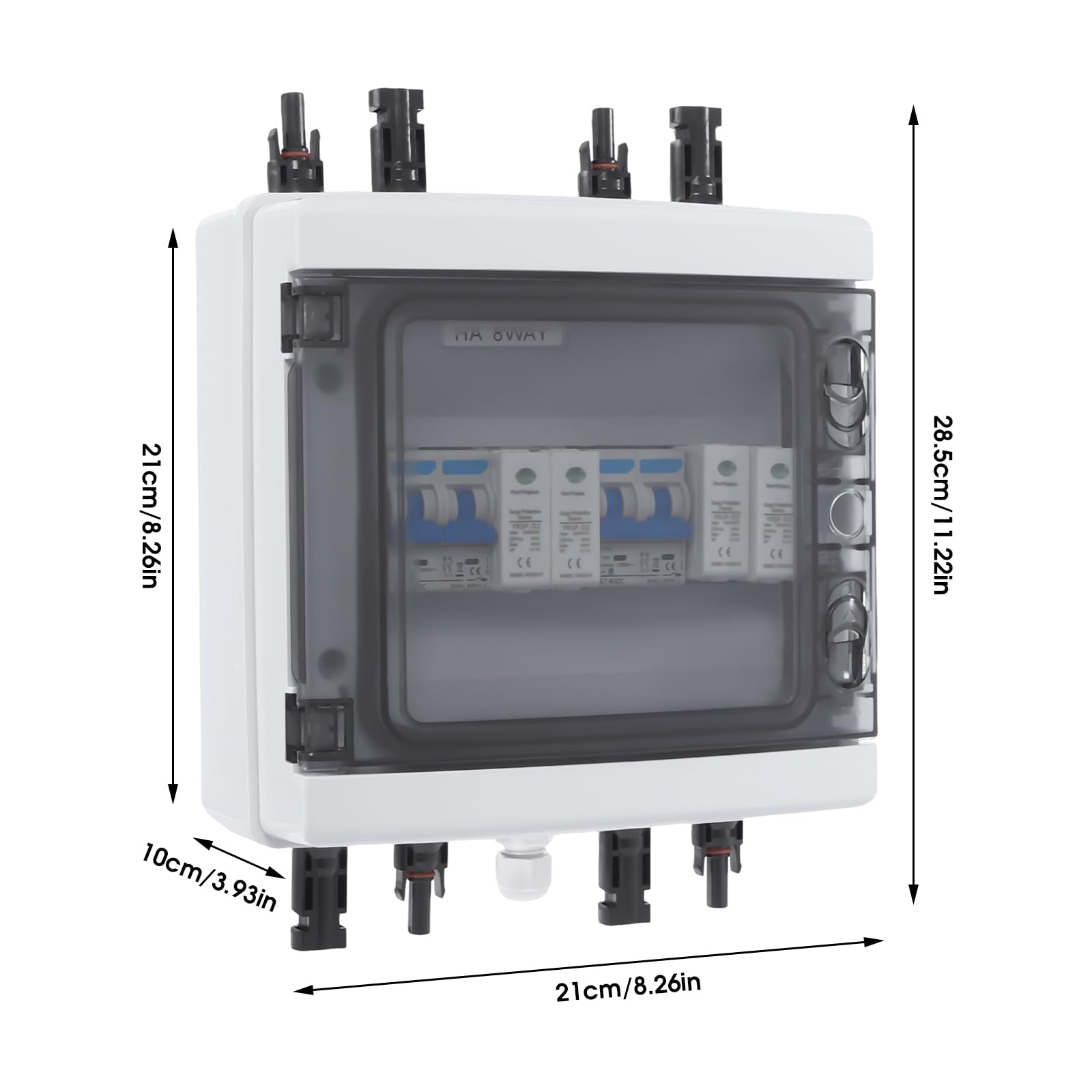 Überspannungsschutz PV, Solar Überspannungsschutz Blitzschutz DC Trennschalter PV Anlage 2 String (2 in 2 Out) 25A 1000V Solar Combiner Box für Solarmodule