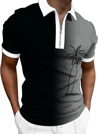 Men's Short Sleeve Polo Shirts 1/4 Zip Quick Dry Golf Polo Shirt Summer Outdoor Lightweight Short Sleeved Shirts T Shirt for Men Sales Clearance Crazy Golf Polo Shirt Tshirt