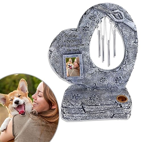 Positivity Sales Pet Memorial Stone W/ Candle Holder, Waterproof Photo Frame & Wind Chimes, Dog Memorial Gifts For Loss Of Dog thumb #3