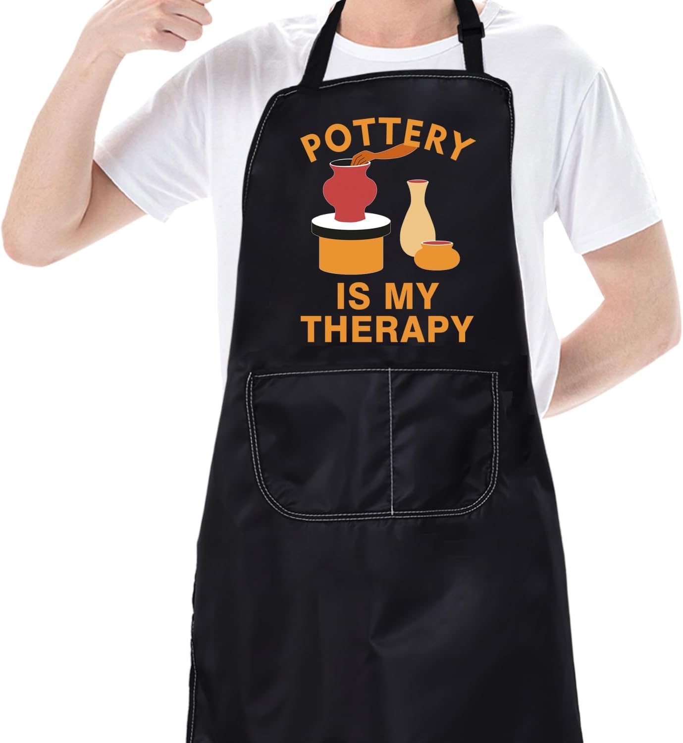 CMNIM Pottery Apron Ceramic Artist Gifts for Pottery Artist Apron Pottery Lover Gifts Pottery is My Therapy Apron - Image 4