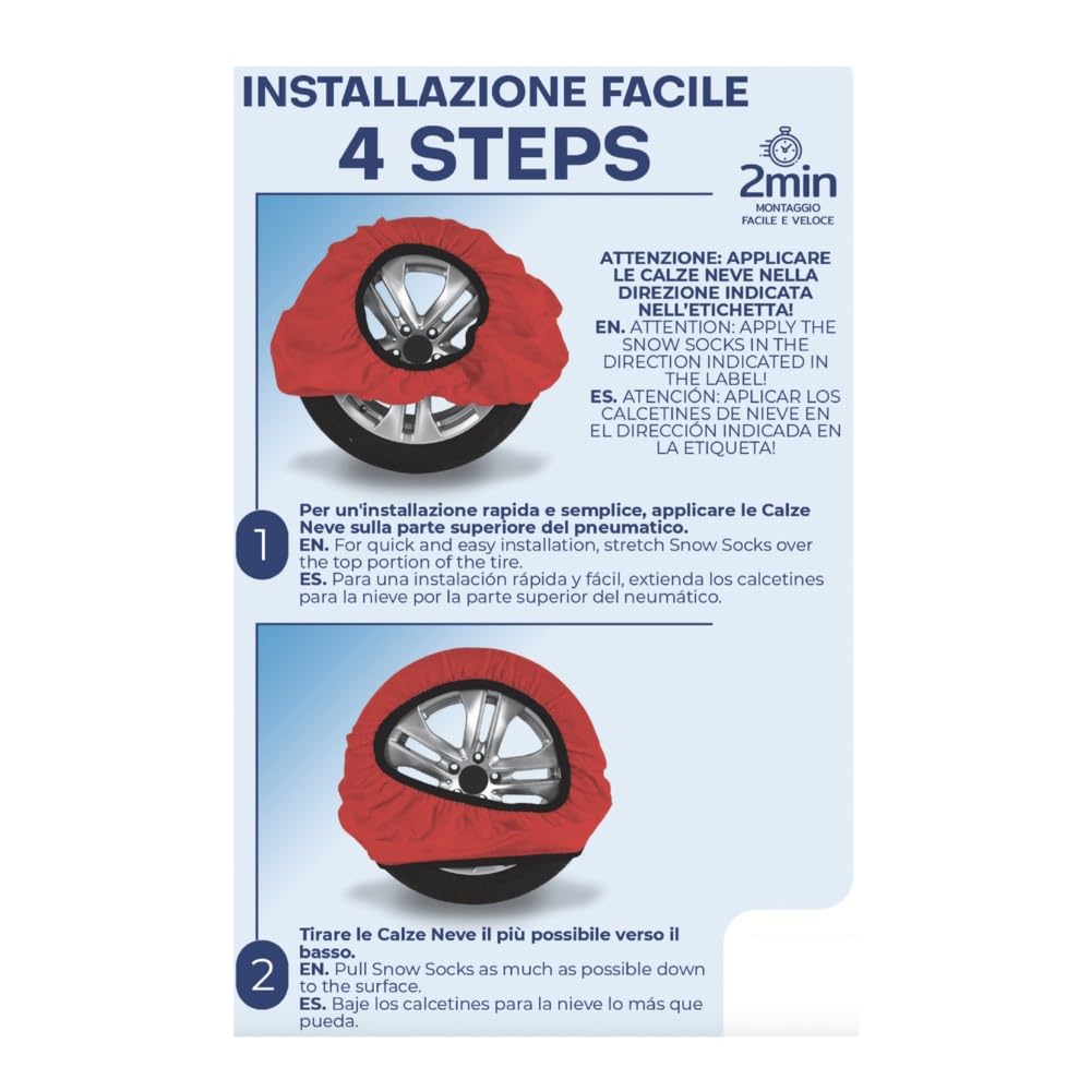 Chaussette Pneus Chaussette À Neige Pour Roue ADAPTÉ AU Pneu 175/55R15 Avec Jante 15 (17141) Paire DE Chaussettes À Neige Pour Routes VERGLACÉES Pour Voitures (2 PIÈCES) HOMOLOGUES Chaussette Neige Pneu - 8