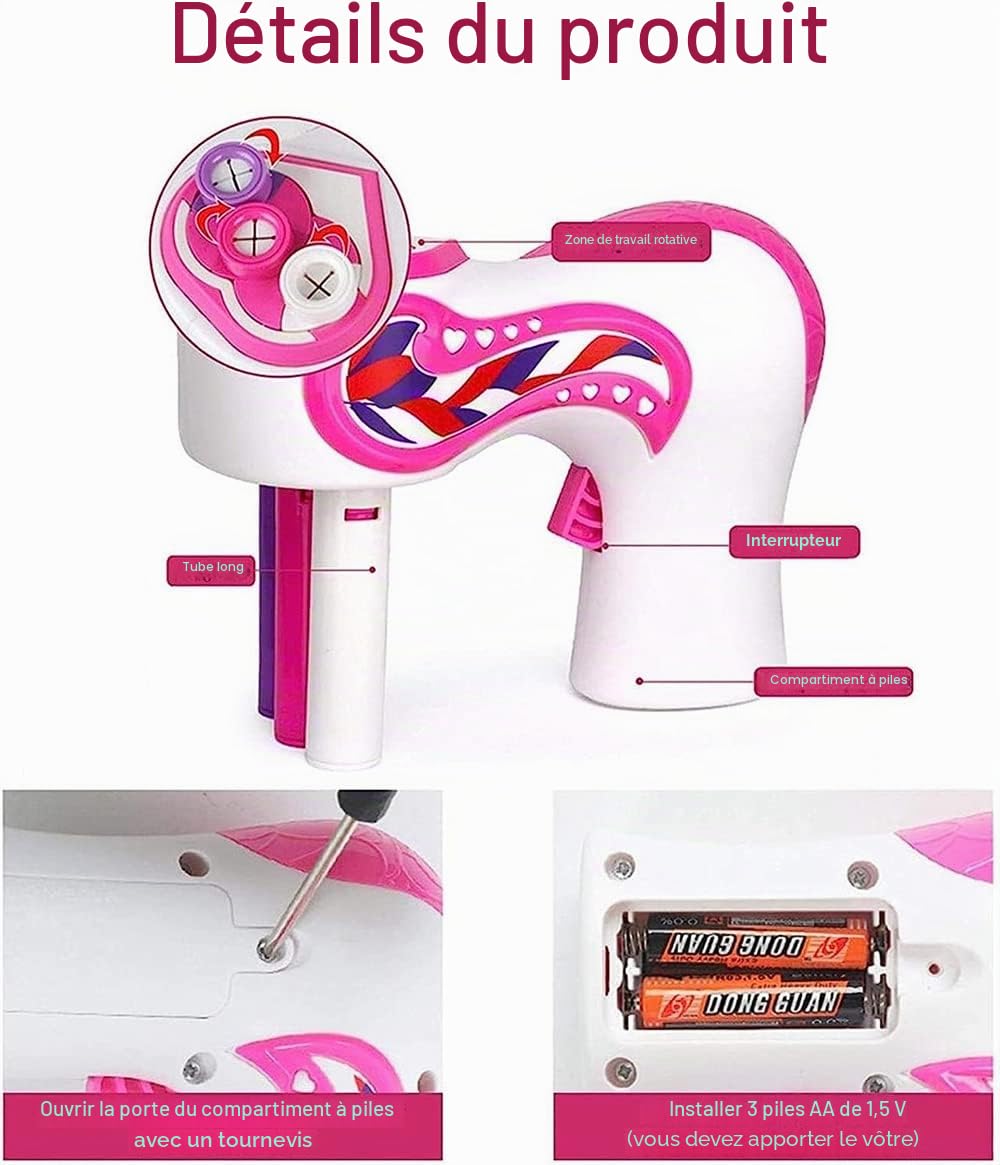 Machine à tresser les cheveux électrique pour fille - Tresseur automatique de cheveux - Machine à tresser les cheveux - Machine à tresser automatique - Pour femme - Outils de coiffure - Rose et blanc