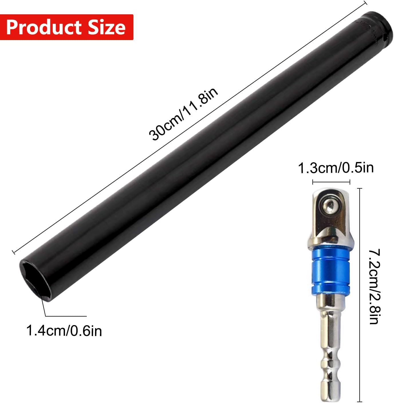 9/16"(14mm) Power Nut Driver, 10" Length Impact Nut Driver Set with 1/4" Hex Shank, Hex Nut Driver Set, Nut Runner Hollow Socket, Fit Long Bolts and Ductwork (1)