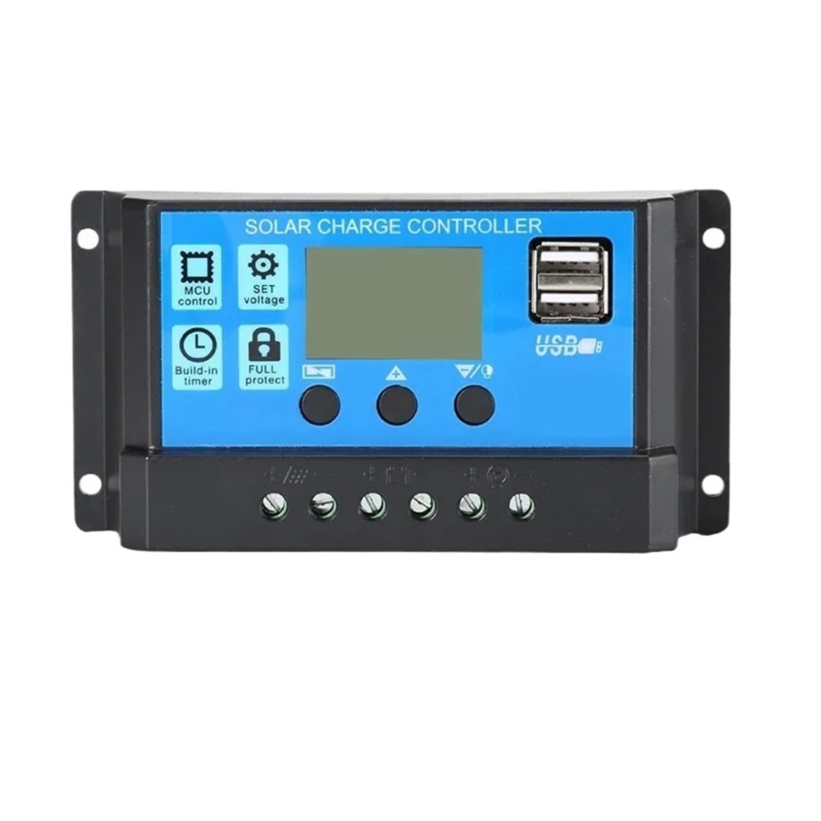 1 x regulator ładowania słonecznego 12 V/24 V PWM 10 A - 100 A z regulowanym ustawieniem timera wyświetlacza (30 A)