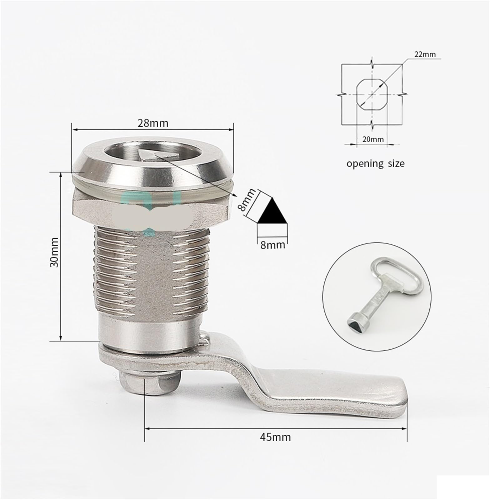 MS705-30 Long Lock Body Stainless Steel Triangle Lock EMU High Speed Railway Train Lock Power Distribution Box Door Lock 1Pcs