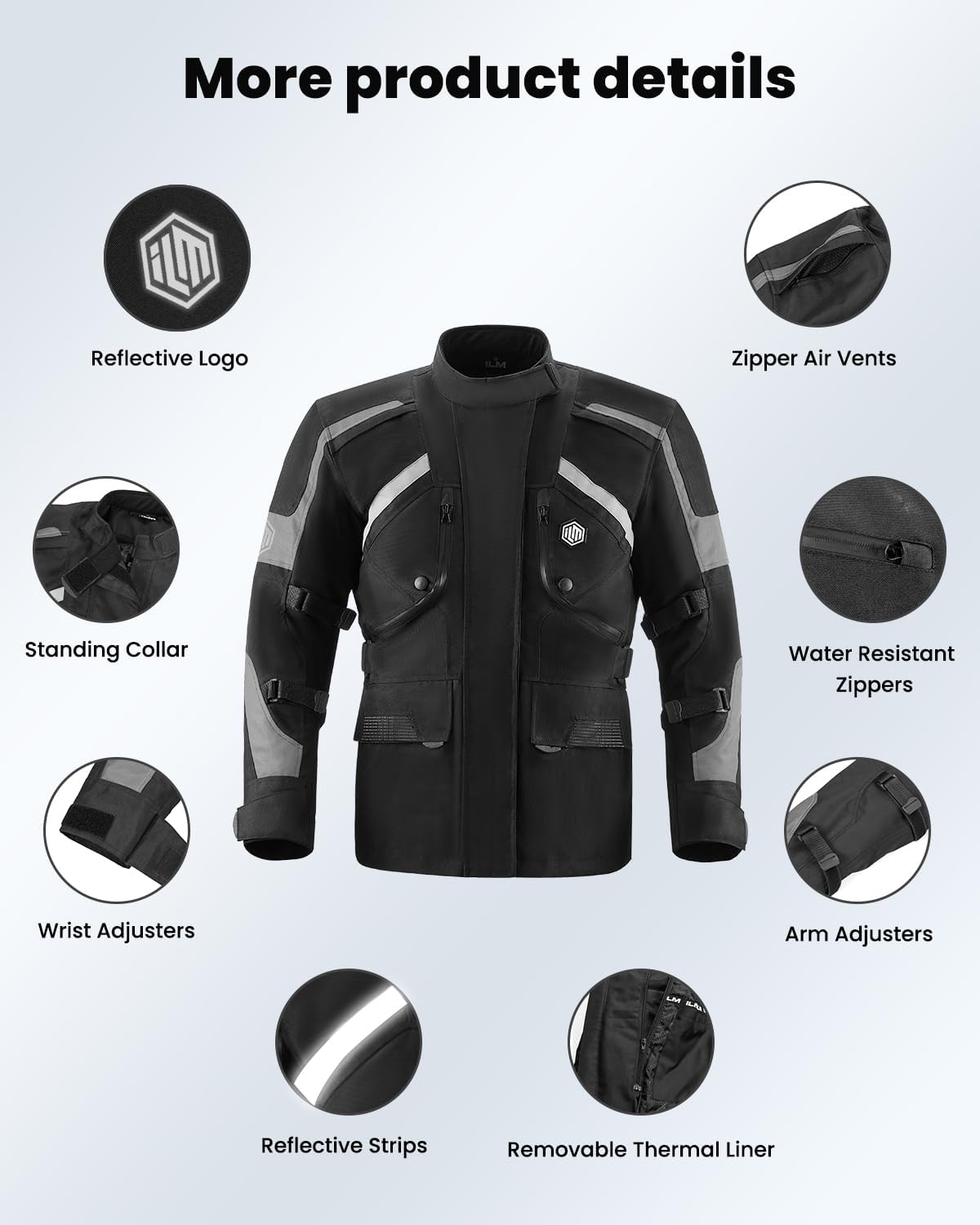 ILM Motorcycle Jacket Adventure Mens Riding Armored Airflow Dirt Bike Touring Waterproof Clothing All Season Model RL01 - Image 8