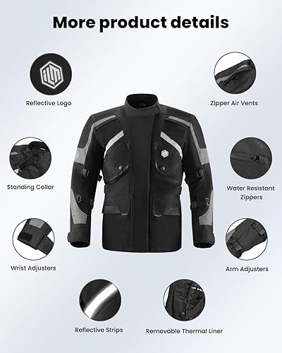 Miniatura 8 de ILM - Chaqueta de motocicleta para hombre para aventuras y viajes, con blindaje, para bicicleta de tierra, turismo, transpirable, impermeable, para