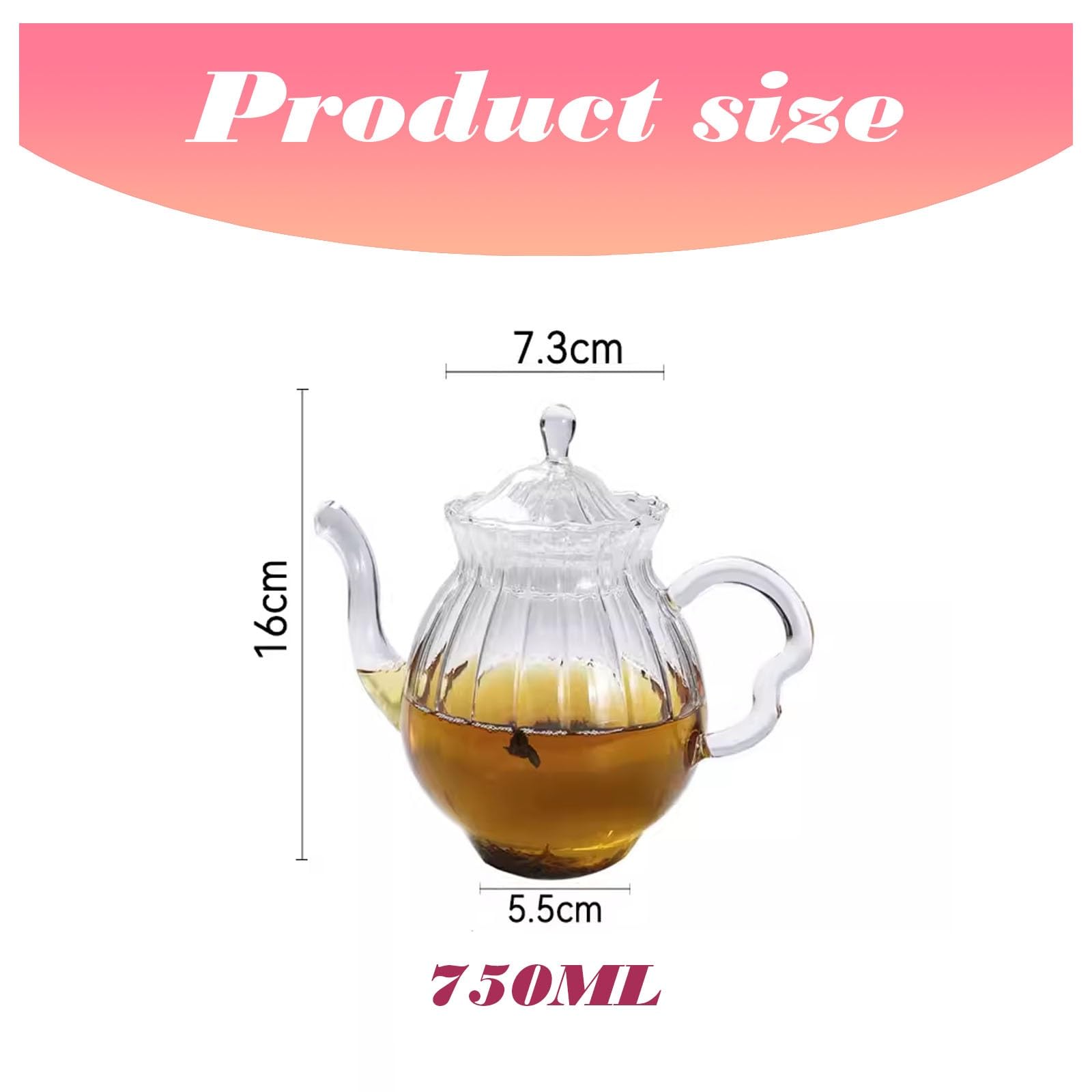Wasserkaraffe aus Glas, Vintage-Teekanne mit Deckel, hitzebeständiger Krug für Tee, Saft, Kaffee, Milch – 750 ml Kühlschrank-Getränkebehälter