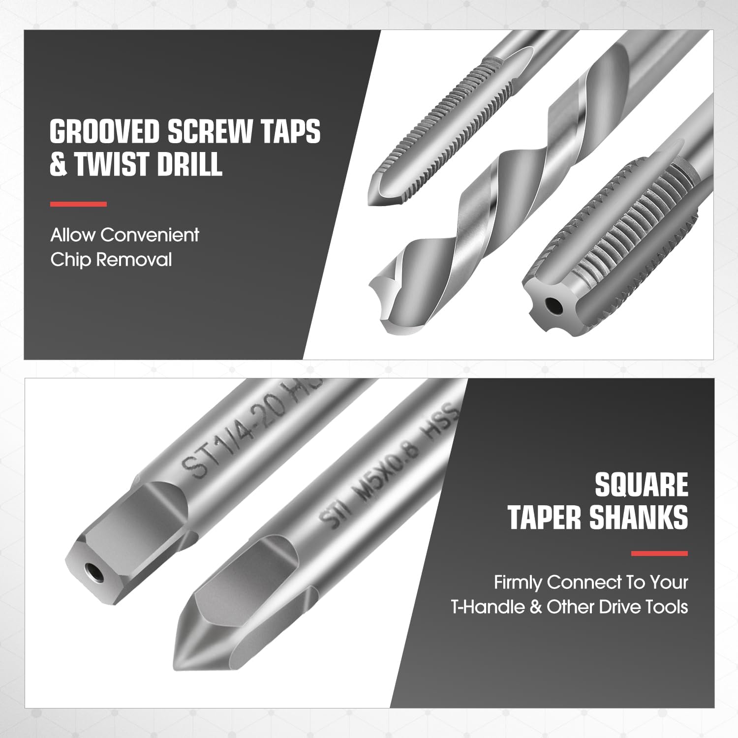 DNA MOTORING 261pcs Thread Repair Tool Kit, Metric SAE Heli Coil Thread Repair Kit HSS Drill Bits Inserts Taps, Rethreading Tools in 1/4" 5/16" 3/8" 7/16" 1/2" M5 M6 M8 M10 M12 Sizes, TOOLS-00716