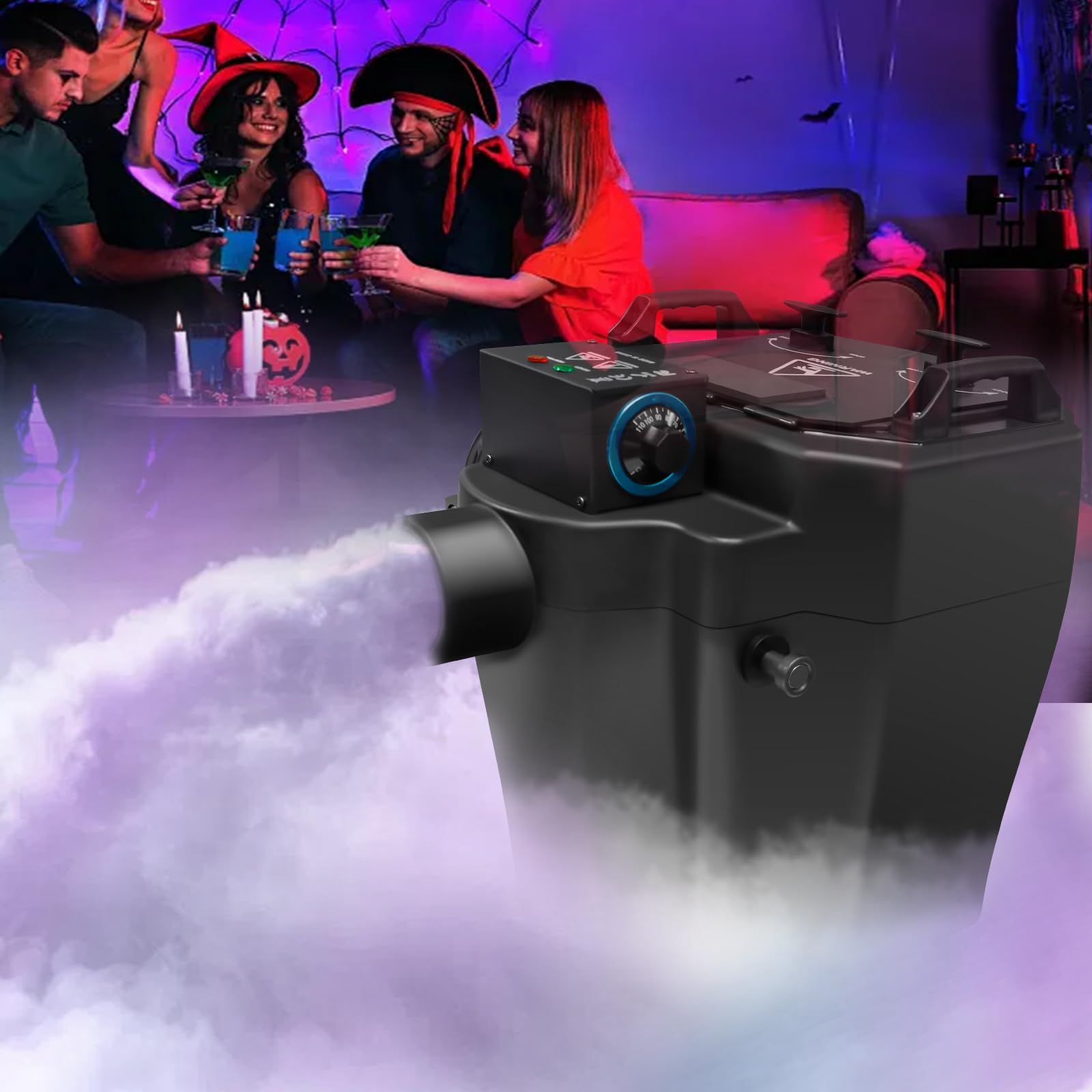 6000W 110V Dry Ice Low Lying Fog Machine, Smoke Machine Stage Fog Maker with Tube Nozzle High Density Fog Smoke for Wedding Party Stage DJ Indoor