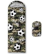 HOSIMA Sacs de couchage pour garçons et enfants, motif football noir vert, léger, chaud, portable, extérieur, intérieur, imperméable, résistant au froid, pour camping, randonnée (football1 HOSIMA Sacs de couchage pour garçons et enfants, motif football noir vert, léger, chaud, portable, extérieur, intérieur, imperméable, résistant au froid, pour camping, randonnée (football1