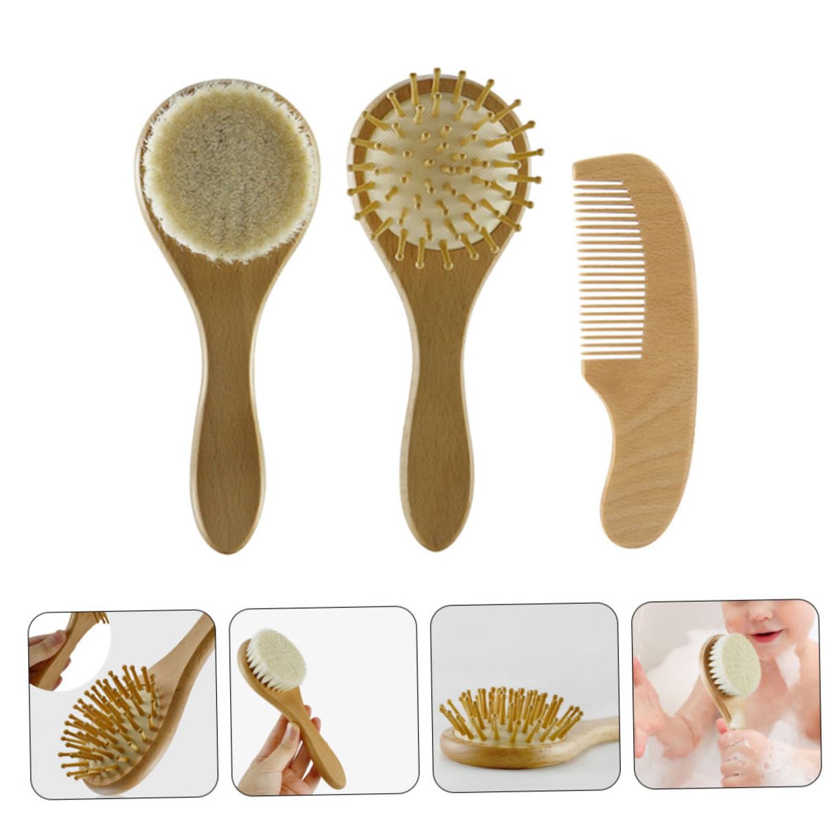FRCOLOR 4 set di spazzole per capelli per bambini, in carta velina per sacchetti, no spazzola per la cura dei capelli dei bambini, set di pettini, a per shampoo per, a per
