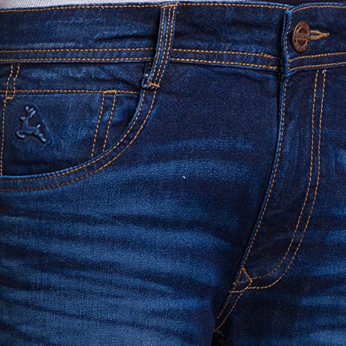 Image of Parx Men's Cotton Blend Jacquard Pattern Skinny Fit Flat Front Jeans