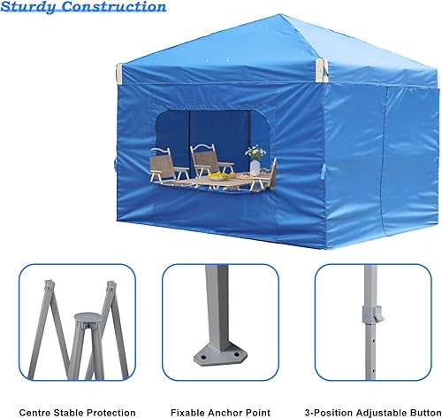 Miniatura 4 de Aoodor Tienda de campaña desplegable de 10 x 10 pies con bolsa enrollable y cortina, sombra instantánea portátil, marco de hierro resistente, tela