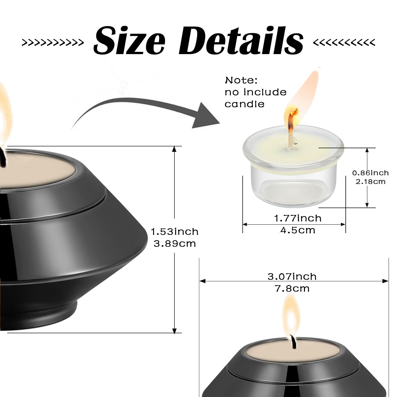 QGJNSGC Small Urn for Human Ashes Cremation Ashes Storage Keepsake Candle Holder Funeral Memorial Ash Holder for Adult Male Dog Urn Cat Urn Stainless Steel Funeral (Black) - Image 2