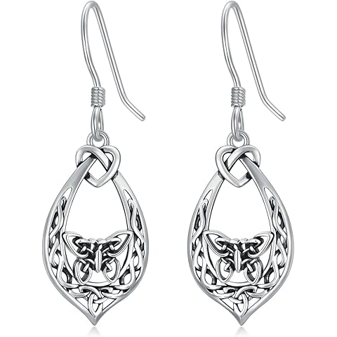 925 Sterling Silver Vintage Oxidized Celtic Dangle Drop Earrings Jewelry Gifts for Women Her