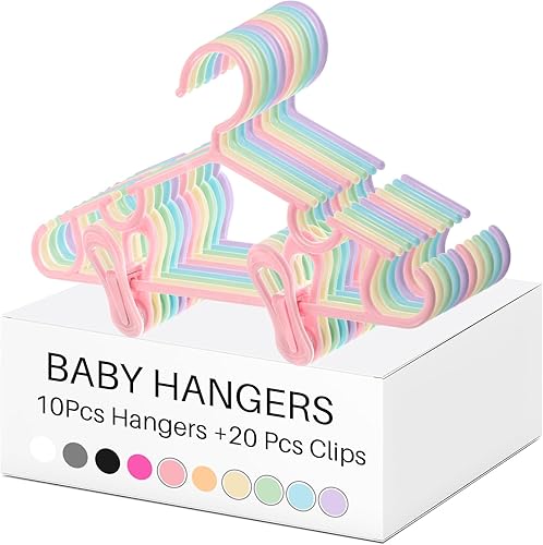 Miniatura 54 de Hsei Baby Hangers with Clips, Plastic Kids Pants Hangers for Nursery Closet, Top and Bottom Clothes Hanger Set for Newborn Child Infant Toddler Boys