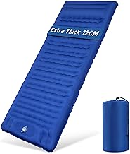 Aonext Isomatte Selbstaufblasend Camping, 12CM Verdicktes Luftmatratze Selbstaufblasend mit Fußpresse Pumpe,Luftverlust verhindern Aufblasbare Matratze Ultraleicht Wasserdicht Outdoor