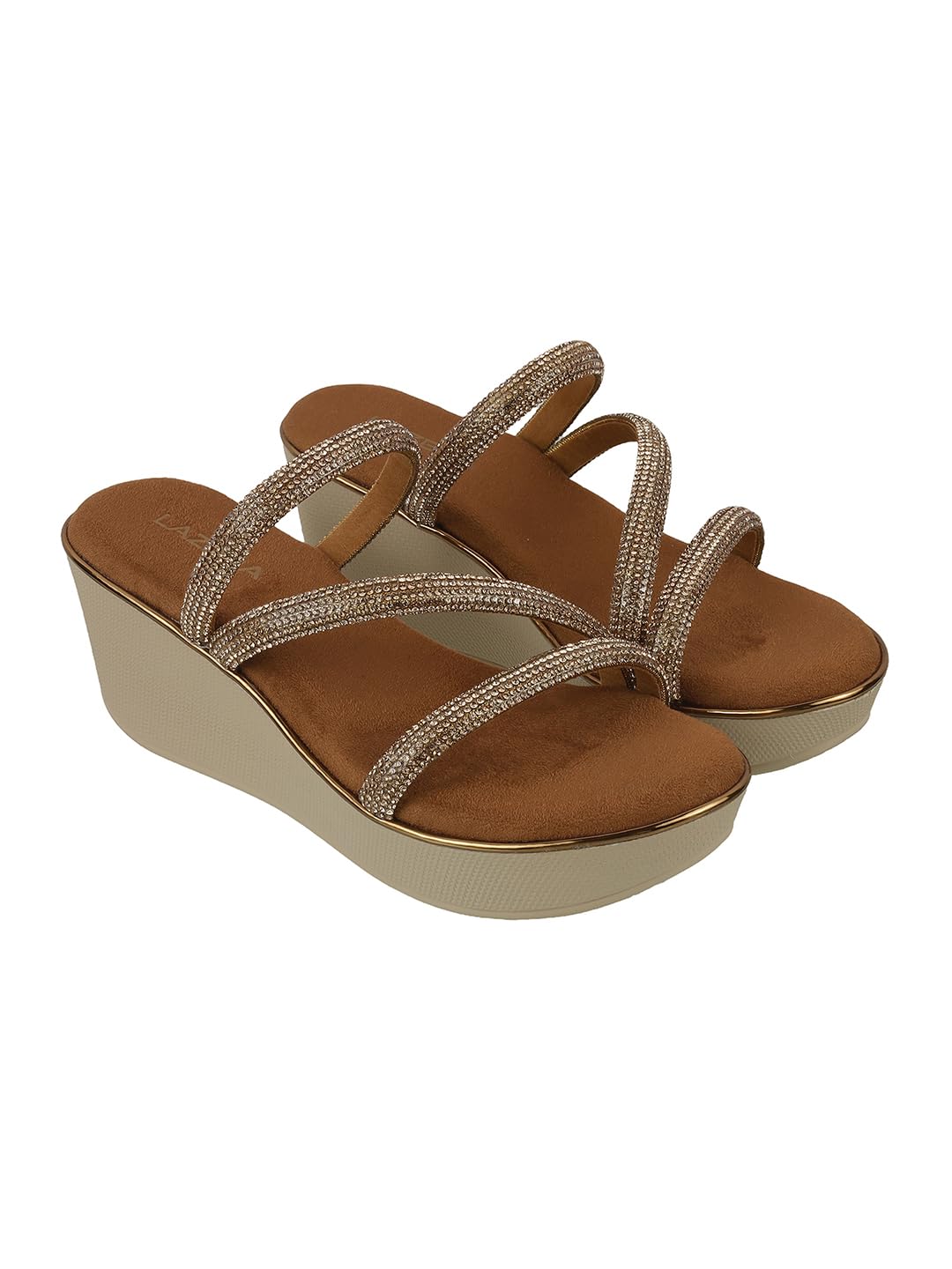 Women's Platform Sandals Lace Up Strappy Open Toe Antique Gold-image-43