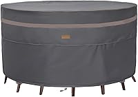 GardenBalsam Heavy Duty Waterproof Round Patio Furniture Cover 84" Dia x 28"H Dark Grey - UV Fade Resistant Table & Chair Set Protector