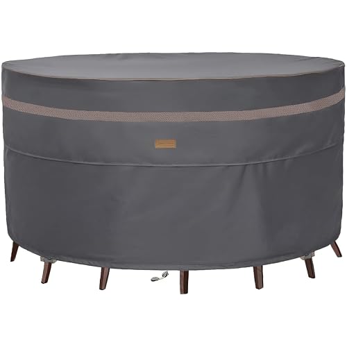 Heavy Duty Waterproof Patio Furniture Covers UV Resistant Round Outdoor Table Chair Covers Small Round 48"Diax28"H Dark Grey
