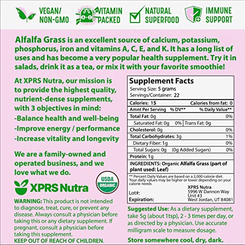 Xprs Nutra Organic Alfalfa Powder - Premium Vegan Alfalfa Supplement Rich In Calcium thumb #6