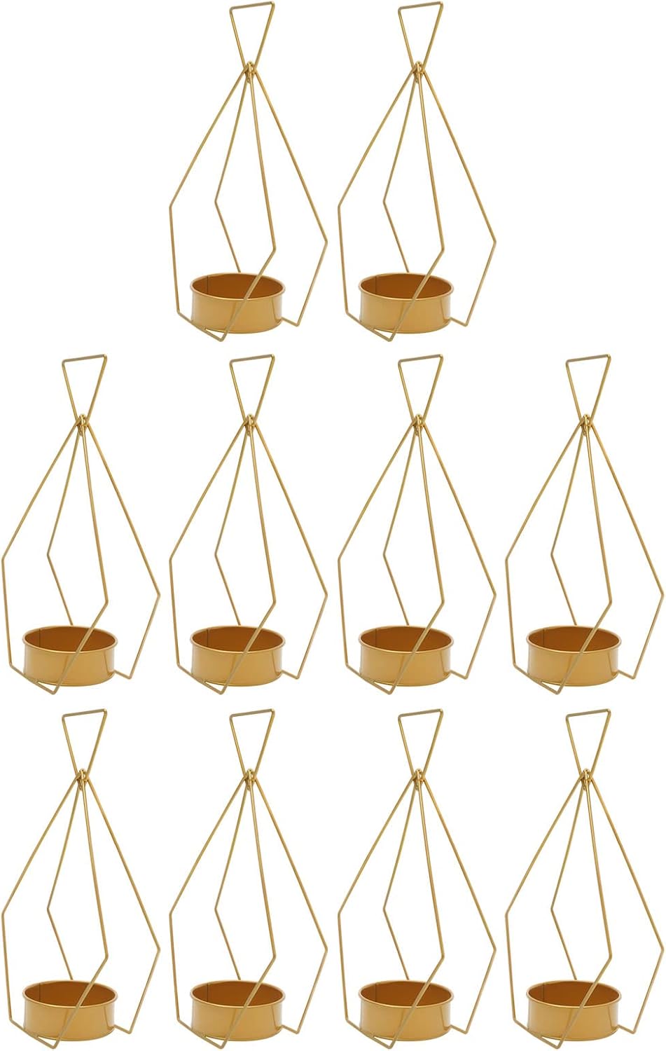 10PCs Geometric Gold Vases Gold Centerpiece, Elegant Wedding Stand Flower Rack Wedding Centerpieces Diamond Vase for Weddings Party Decoration Centerpiece Table Decoration, 10.6”(W)*15.7”(H)