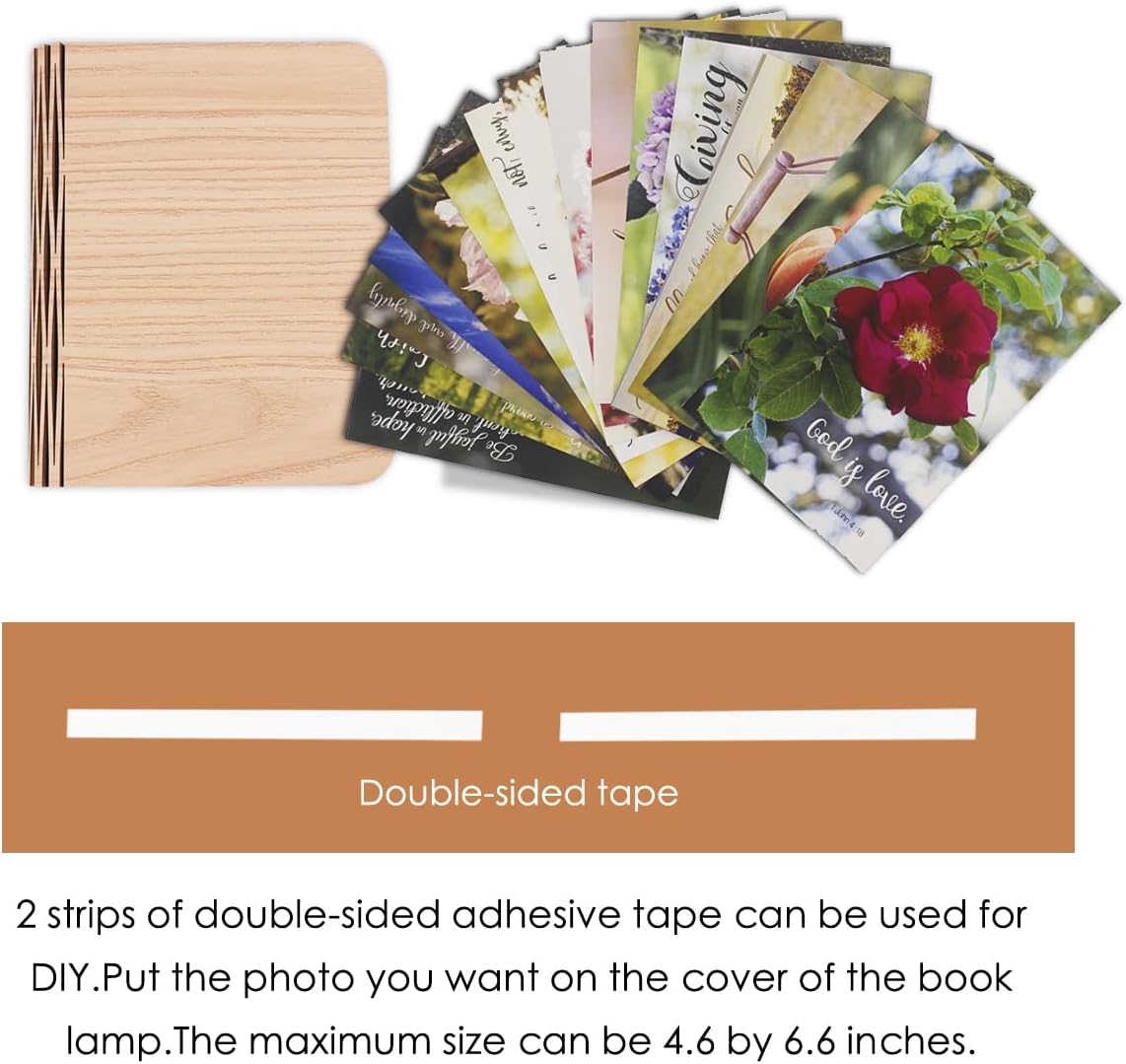 XIUDI 8 Colors Large Folding Book Lamp,Upgraded Version Portable Desk Light,Novelty LED Paper Lantern with USB Rechargeable Night Light,White Wood (Size 8.6×6.3×1in)