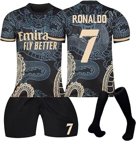 Mouniubull Portugal Madrid Jersey Kit for Adult/Kid,#7 Ronaldo 23/24 Home/Away Soccer Jerseys New Football Kits Boys' Football Training Shirts Shorts and Socks Sportswear Tracksuit