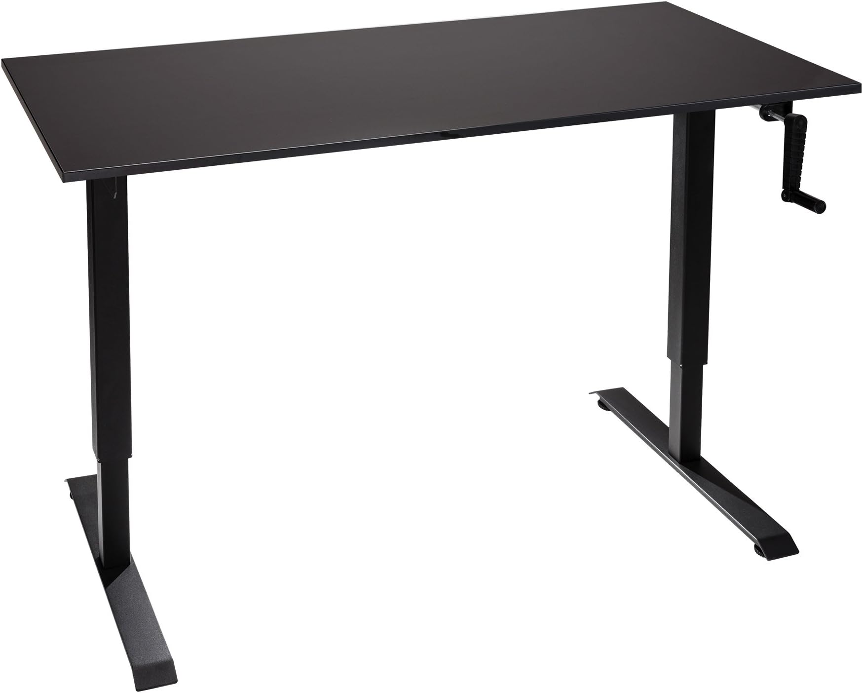 The Original ModTable Hand Crank Standing Desk Adjustable Height Table with Black Frame + Large Desktop 29” x 57” x 3/4”, Black