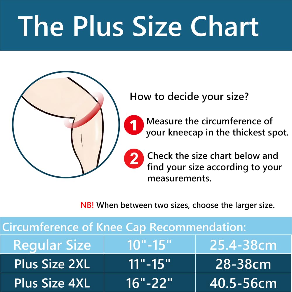 King Mills Plus Size Knee Brace for Women and Men, Adjustable Extra Large Knee Brace for Adult XL XXL, Plus Size Knee Sleeve for Knee Pain, Meniscus Tear and Arthritis. Black & Blue, 2XL XX-Large Blue