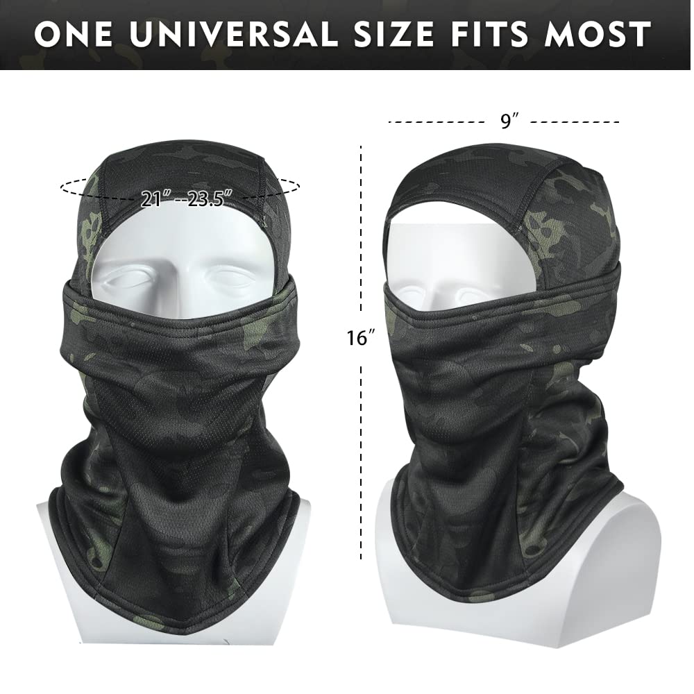Warme Fleece-gefütterte Sturmhaube, Skimaske, Winter-Tarnmuster, winddicht, Halstuch, für Herren und Damen, Motorrad, Radfahren, Jagd, Snowboarden, Schwarz, Camo, Einheitsgröße, Schwarz-Camo,