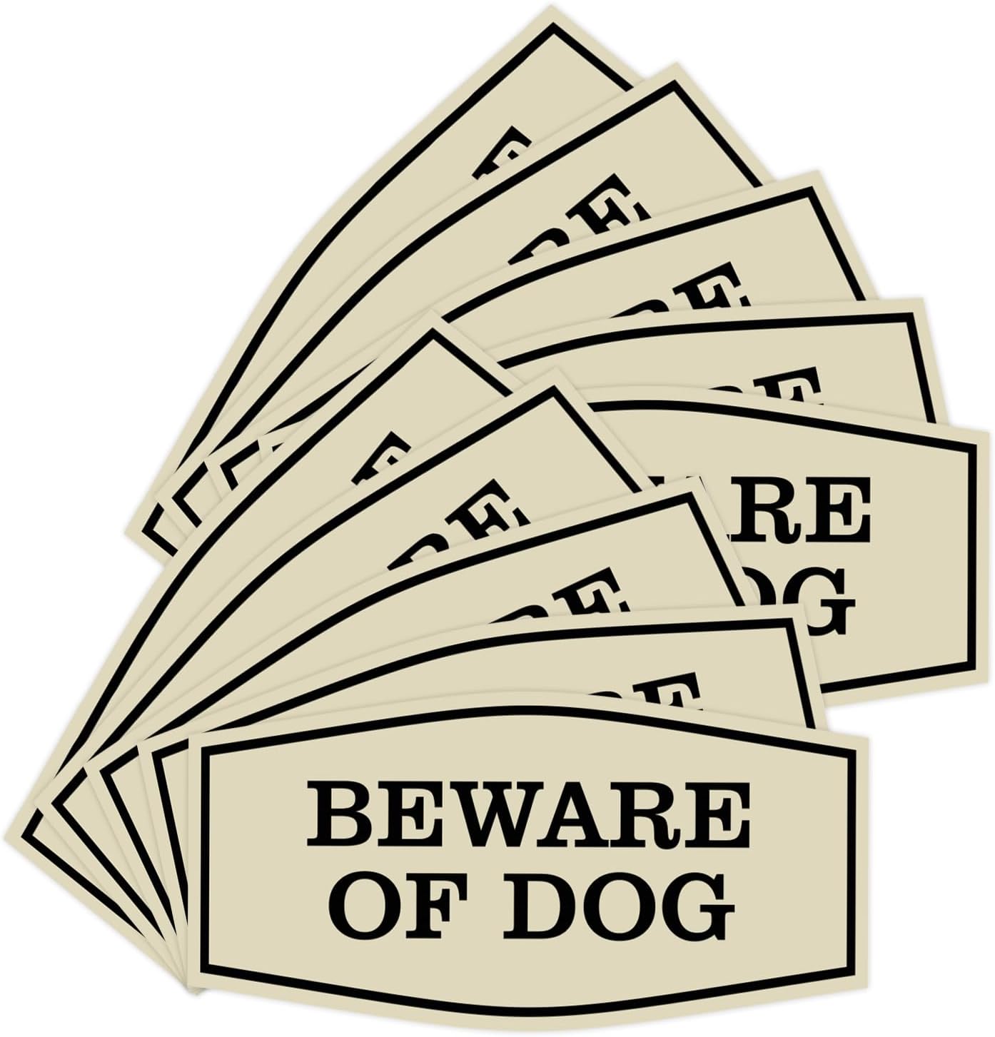 All Quality Fancy Beware of Dog Wall or Door Sign | Durable Material | Home Security Signs | Easy to Install (Ivory/Brown) - Small 10 Pack