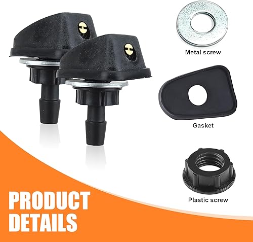 Miniatura 5 de Gseigvee 2 boquillas de limpieza para parabrisas delantero de automóvil, repuesto de boquilla de agua en forma de ventilador, orificio de salida de