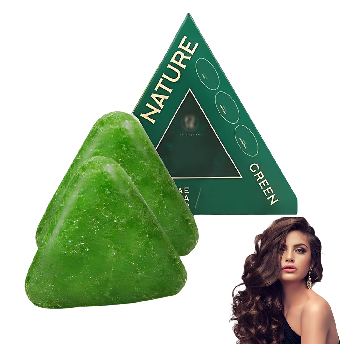 2 x Nature Triangle Shampoo Bar, Vegetable Solid Shampoo Bar, Gentle Cleaning and Nourishing Care for Women and Men, Strengthens Straight Hair