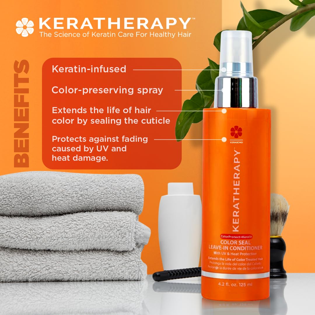KERATHERAPY Color Seal Leave-in Conditioner Spray, 4.2 fl. oz., 125 ml – with Kerabond Technology including Keratin, Argan Oil, Collagen Amino Acids and Jojoba Oil, with intense UV and Heat protection