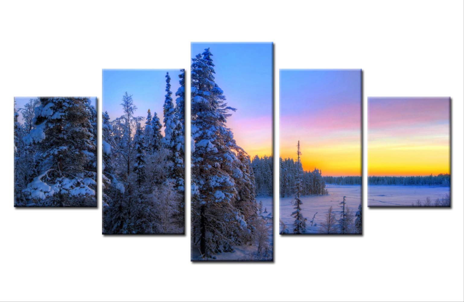 Peinture sur toile paysage arbre hiver décoration murale salon moderne triptyque neige nature