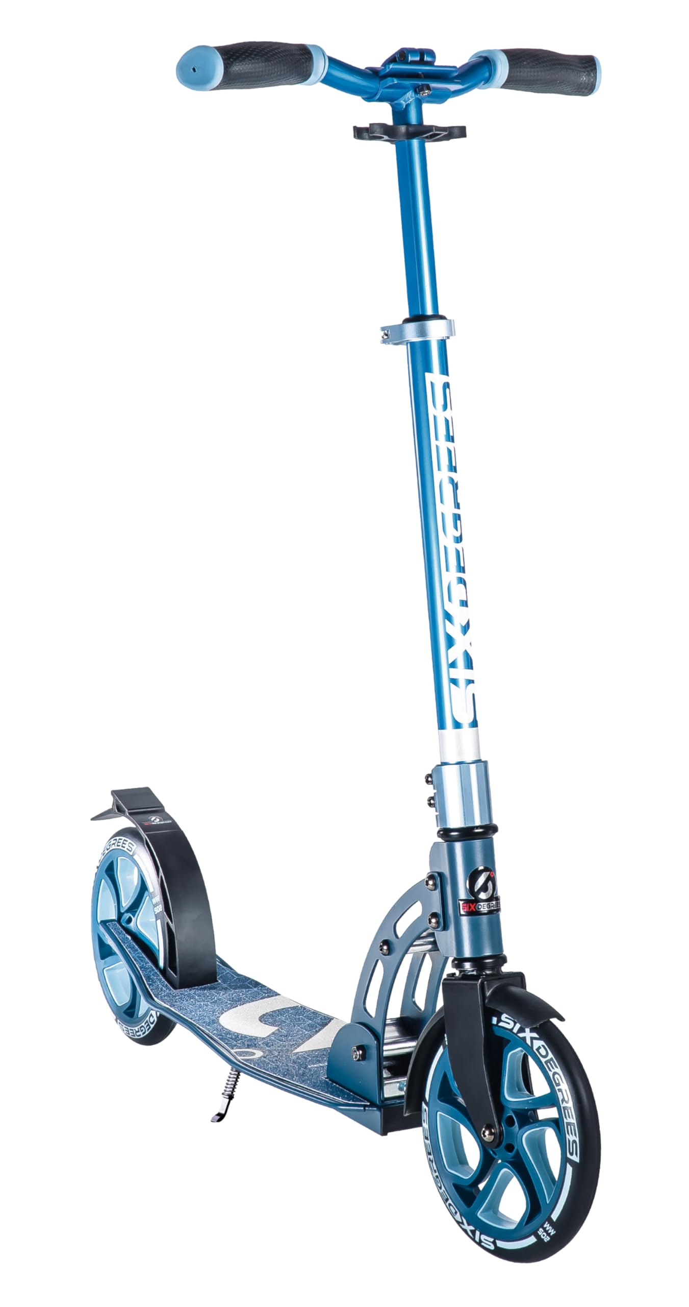 SIX DEGREES - Adult Kickscooter, Scooter, Height Adjustable, Ergonomic Handlebars, XL Deck, ABEC 7 Ball Bearings, Safety Reflectors (Blue)