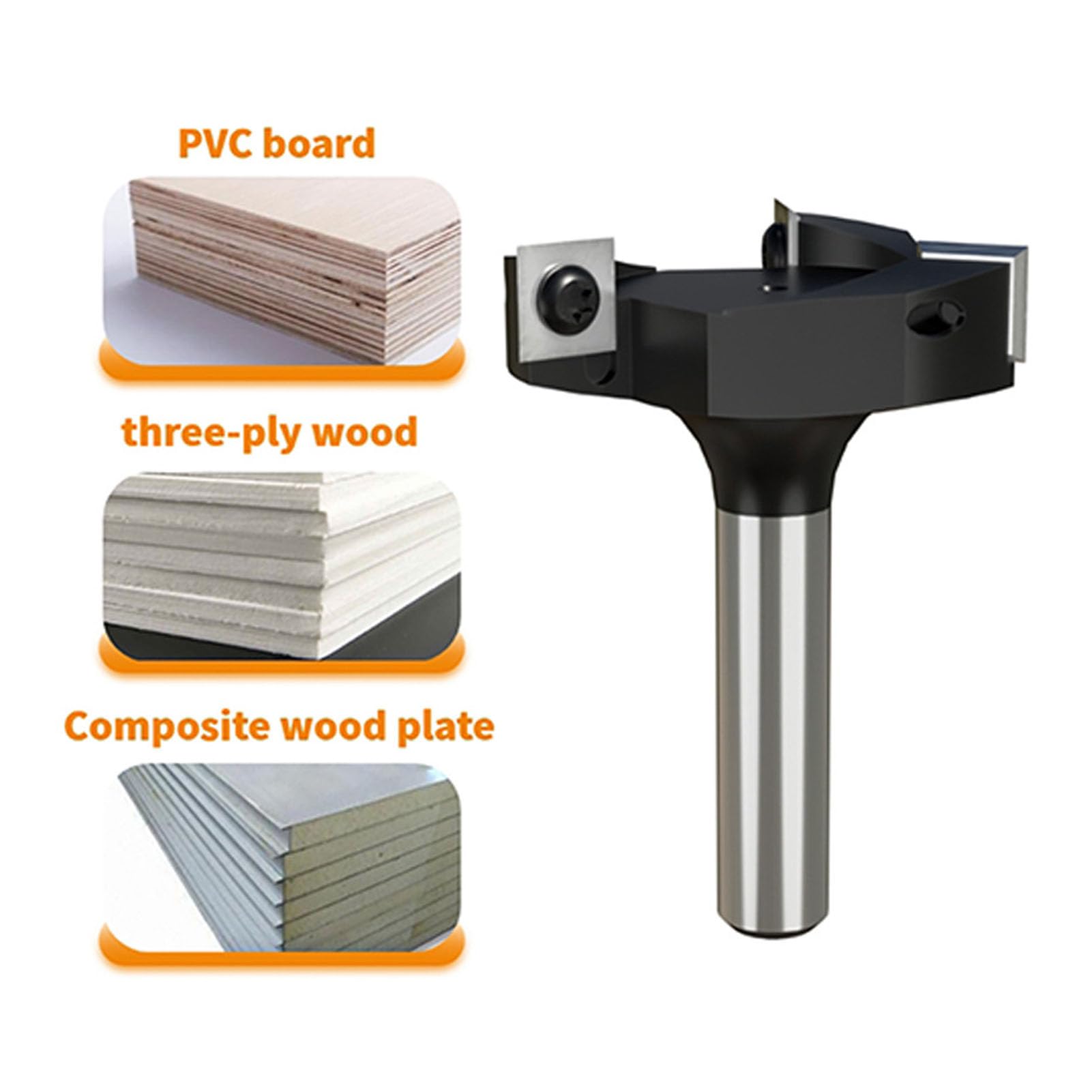 Punta per Fresa per Superficie Spoilboard, Punta per Fresa per Superficie Spoilboard CNC, Gambo 8 Mm 3 Flauto Diametro di Taglio 1 1/2 Pollici Punta per Piallatura per
