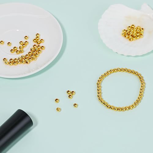 Miniatura 3 de 200 cuentas doradas para la fabricación de joyas, cuentas espaciadoras redondas de metal de 0.197 pulgadas (0.197 in), cuentas pequeñas con agujero