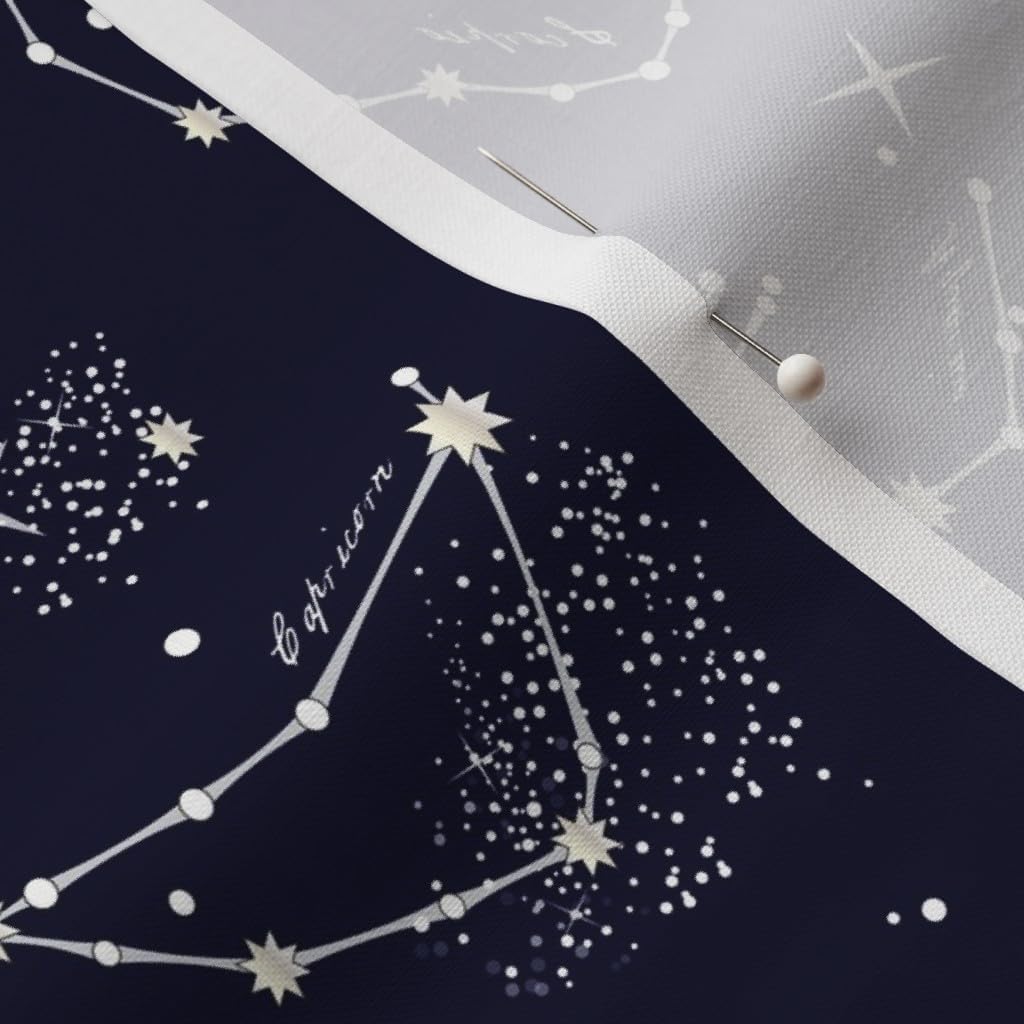 Spoonflower Fabric - Zodiac Constellations Night Navy Sky Stars Celestial Decor Galaxy Printed on Petal Signature Cotton Fabric Fat Quarter - Sewing Quilting Apparel Crafts Decor