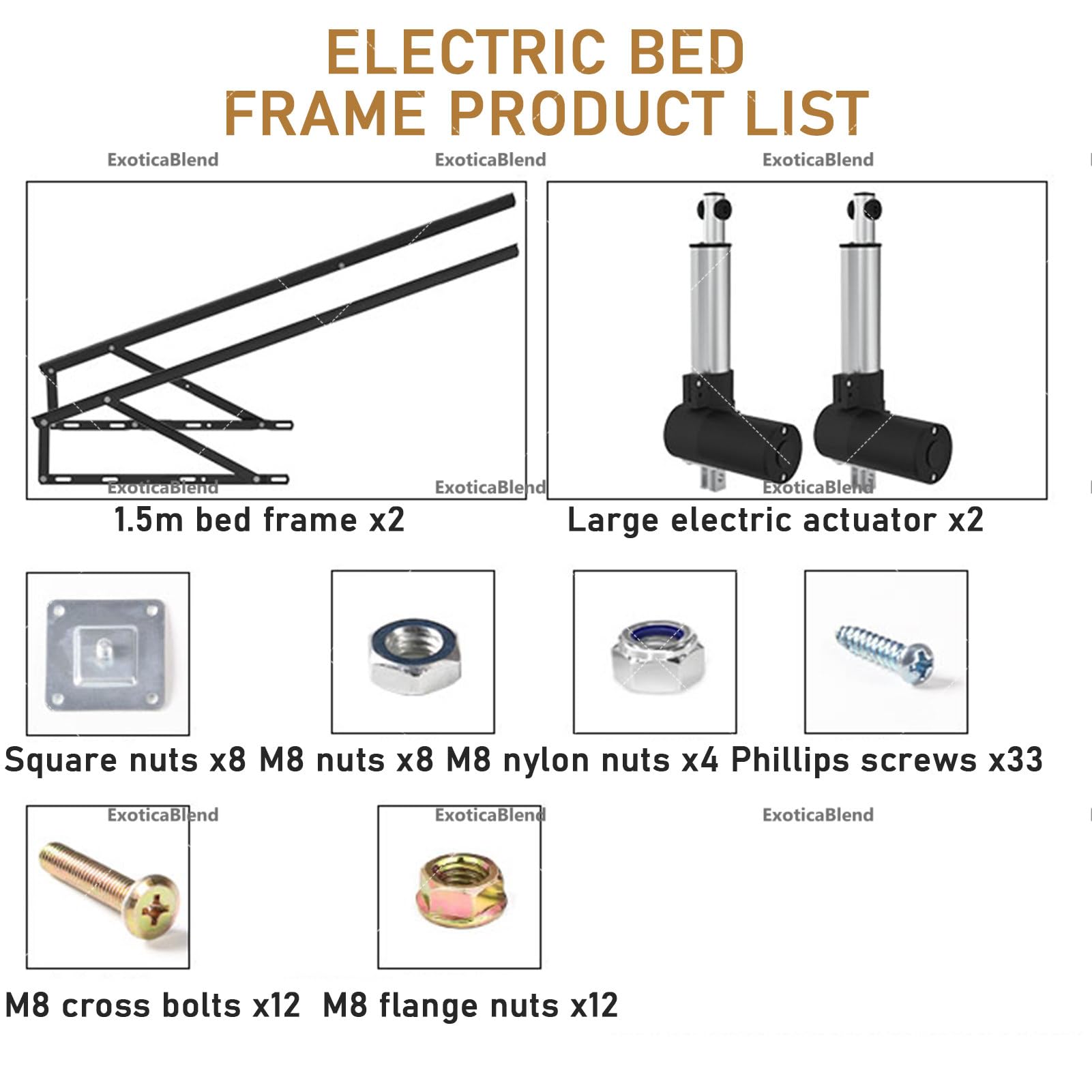 Meccanismo di Sollevamento Elettrico per Letto con Telecomando, Capacità di Carico 600 Kg, Cerniera di Supporto, Kit di Sollevamento per Letto Contenitore e Base divano a Molle Black-150cm