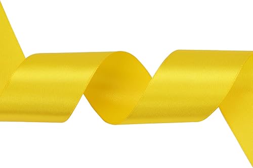 Miniatura 2 de Cinta de satén amarilla de 1 pulgada, rollo de cinta de 50 yds de tela unicolor, para invitaciones de boda, ramos de novia, costura, decoraciones de