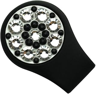 Myartte Crystal Golf Ball Marker with Silicone Ball Marker Hat Clip,Great Golf Gifts for Girl Women (Black)