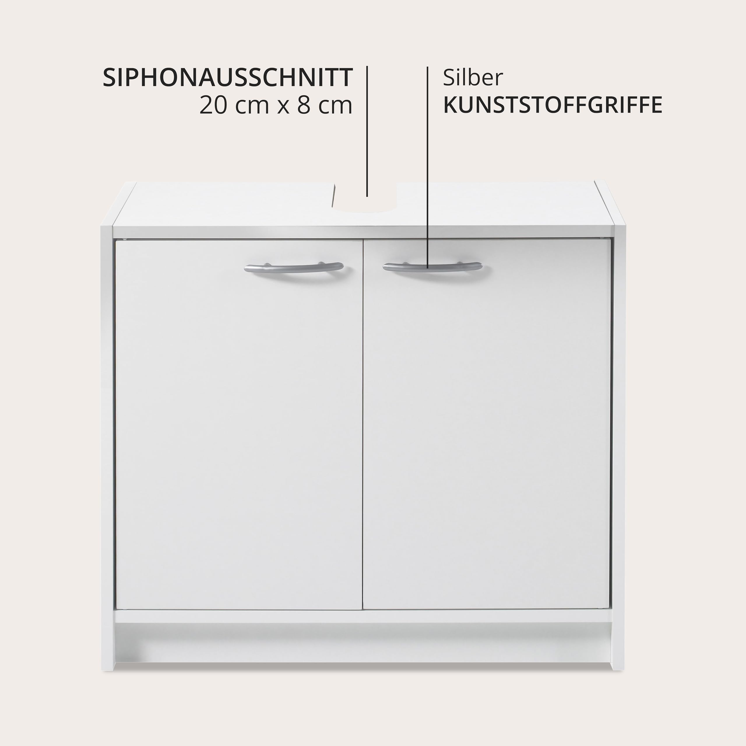 SMASH Badezimmer Waschbeckenunterschrank in Weiß matt - Schlichter Bad Unterschrank Badezimmerschrank mit viel Stauraum - 63 x 55 x 29 cm (B/H/T)