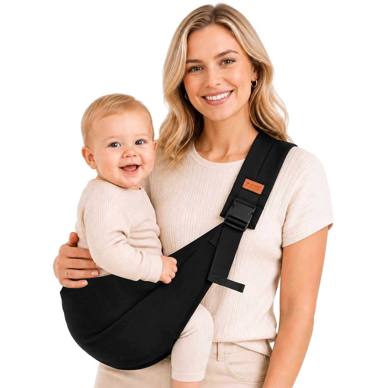 Baby Sling Carrier, Baby Carrier Newborn to Toddler with Adjustable Strap, Non-Slip Baby Half Wrapped Sling Hip Carrier 10-30lbs, Black